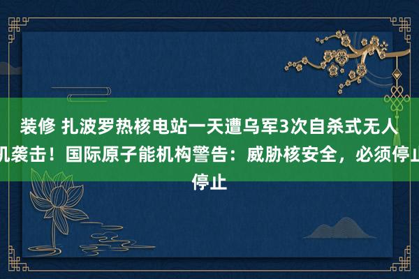 装修 扎波罗热核电站一天遭乌军3次自杀式无人机袭击！国际原子能机构警告：威胁核安全，必须停止