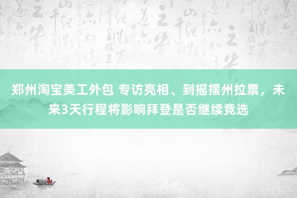 郑州淘宝美工外包 专访亮相、到摇摆州拉票，未来3天行程将影响拜登是否继续竞选