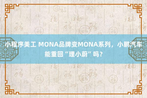 小程序美工 MONA品牌变MONA系列，小鹏汽车能重回“理小蔚”吗？