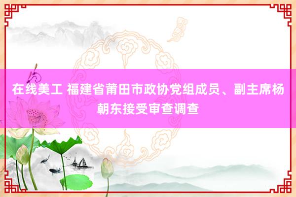 在线美工 福建省莆田市政协党组成员、副主席杨朝东接受审查调查